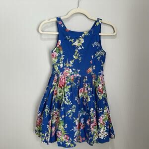 Polo Ralph Lauren Blue Floral Summer Cottagecore Prairie Dress Girls‎ Size 10